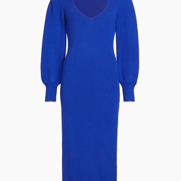 Farm Rio Medium Heart Cut Out Knit Sweater Dress Royal Blue - Picture 2 of 5